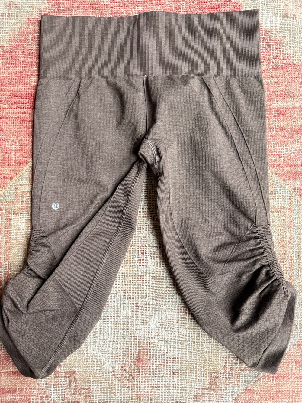 lululemon athletica Taupe Cropped Ruched Leggings